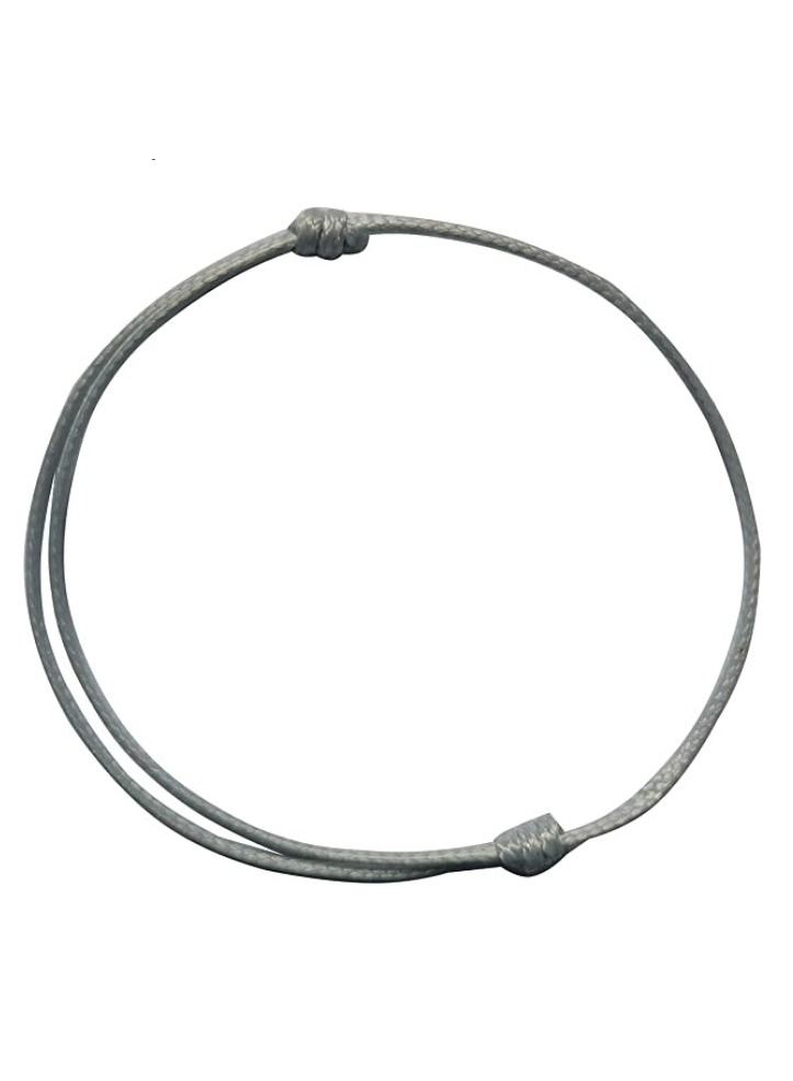 Wristband Rope Bangle Bracelet for Unisex Light Grey 2mm - Image 1