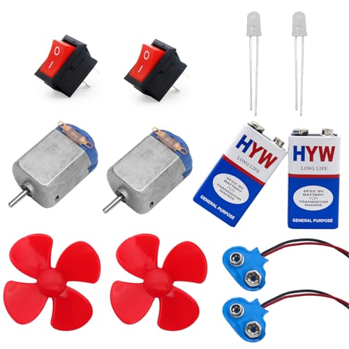 Electronicspices Electronic Spices Simple DIY Project Combo of Fan/Switch/Motor/Battery Clip and led/9v Battery - Image 1