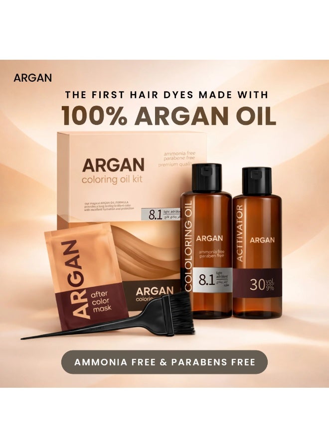 Argan Coloring Oil Kit Light Ash Blond 8.1 75Ml - Image 5