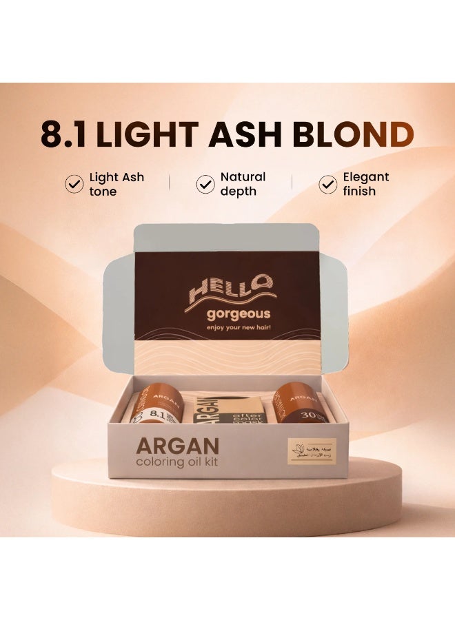Argan Coloring Oil Kit Light Ash Blond 8.1 75Ml - Image 4