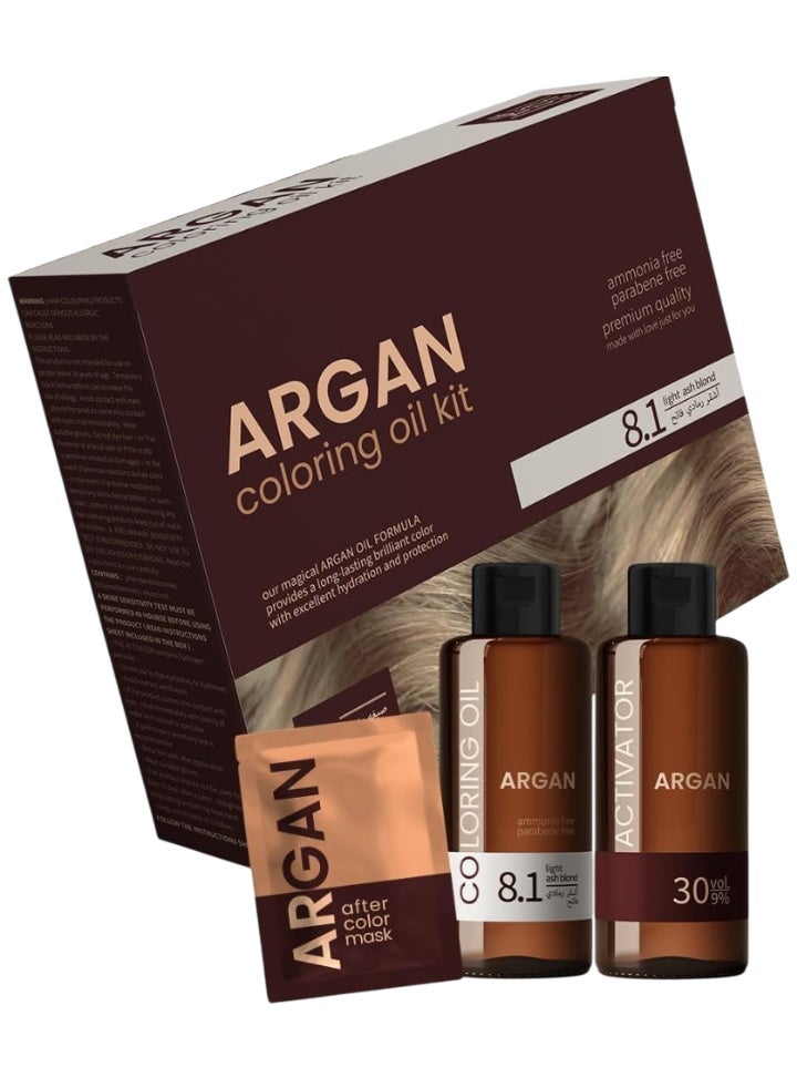 Argan Coloring Oil Kit Light Ash Blond 8.1 75Ml - Image 1