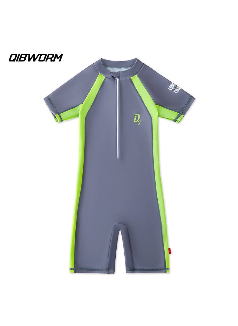 Generic - Kids 2024 Full Body Swimsuit Sun Protection Boys Surf Suit Modern Grey Swimsuit - Image 1