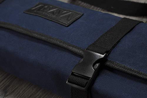 Asaya Canvas Chef Knife Roll Bag - 10 Knife Slots and a Large Zipper Pocket - Durable 10oz Canvas Knife Case with an Adjustable Shoulder Strap - Knives not Included - Image 4