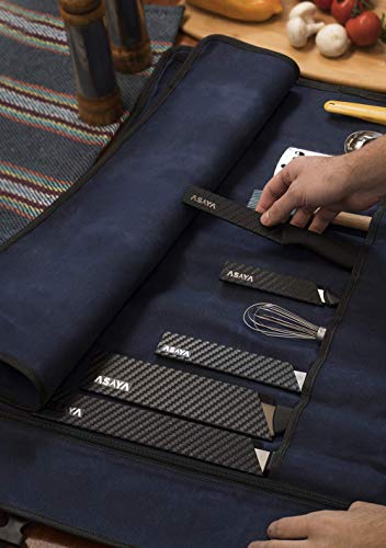 Asaya Canvas Chef Knife Roll Bag - 10 Knife Slots and a Large Zipper Pocket - Durable 10oz Canvas Knife Case with an Adjustable Shoulder Strap - Knives not Included - Image 5