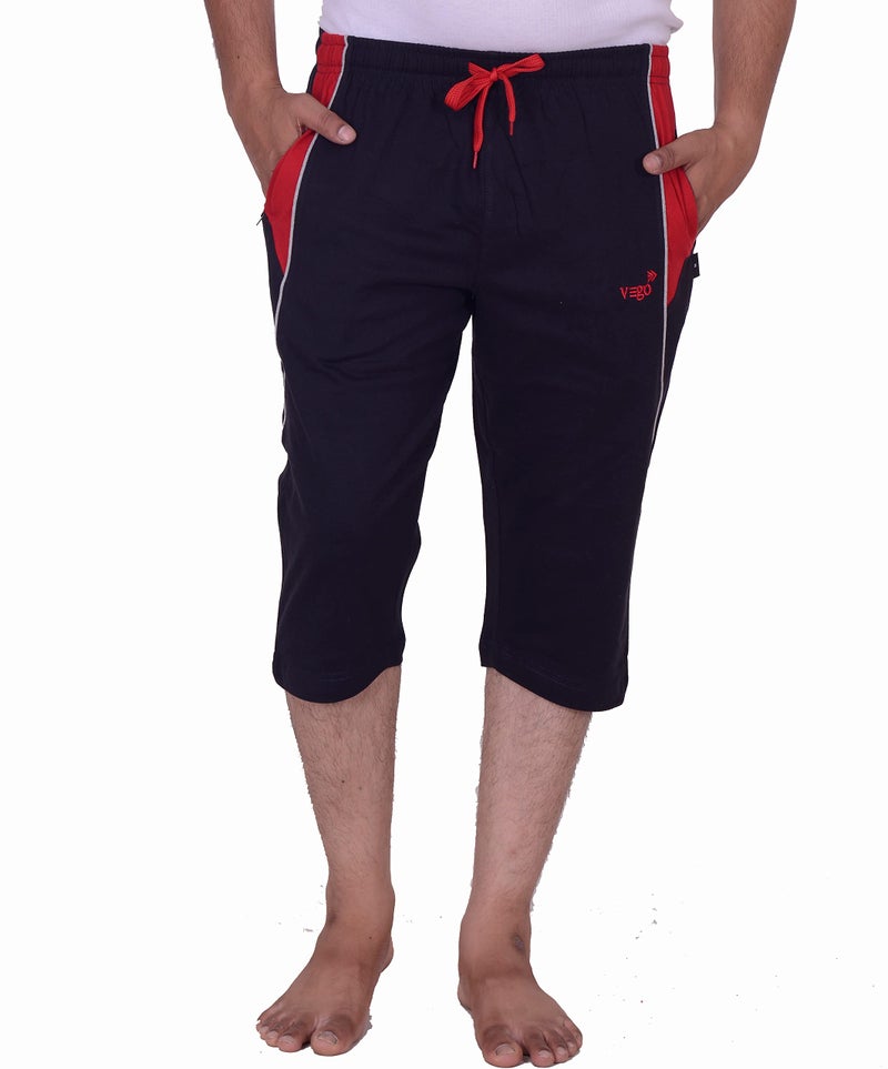 VEGO Mens Capri, 3/4, Three By Fourth, Three Quarter Navy - Regular Fit, 4XL - Image 1