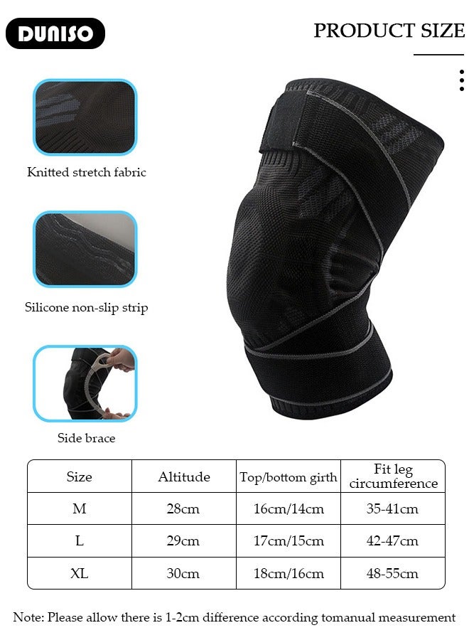 DUNISO Professional Knee Pad Knee Brace with Side Stabilizers and Patella Gel Pads Adjustable Compression Knee Support Braces for Knee Pain Meniscus Tear ACL MCL Arthritis Joint Pain Relief Injury Recovery - Image 2