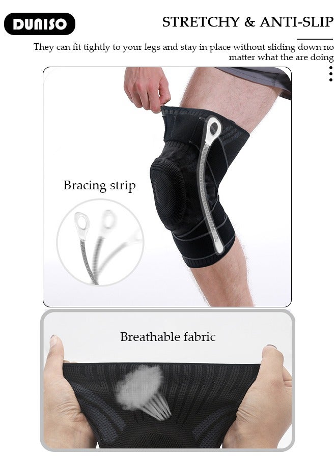 DUNISO Professional Knee Pad Knee Brace with Side Stabilizers and Patella Gel Pads Adjustable Compression Knee Support Braces for Knee Pain Meniscus Tear ACL MCL Arthritis Joint Pain Relief Injury Recovery - Image 5