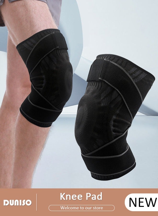 DUNISO Professional Knee Pad Knee Brace with Side Stabilizers and Patella Gel Pads Adjustable Compression Knee Support Braces for Knee Pain Meniscus Tear ACL MCL Arthritis Joint Pain Relief Injury Recovery - Image 1