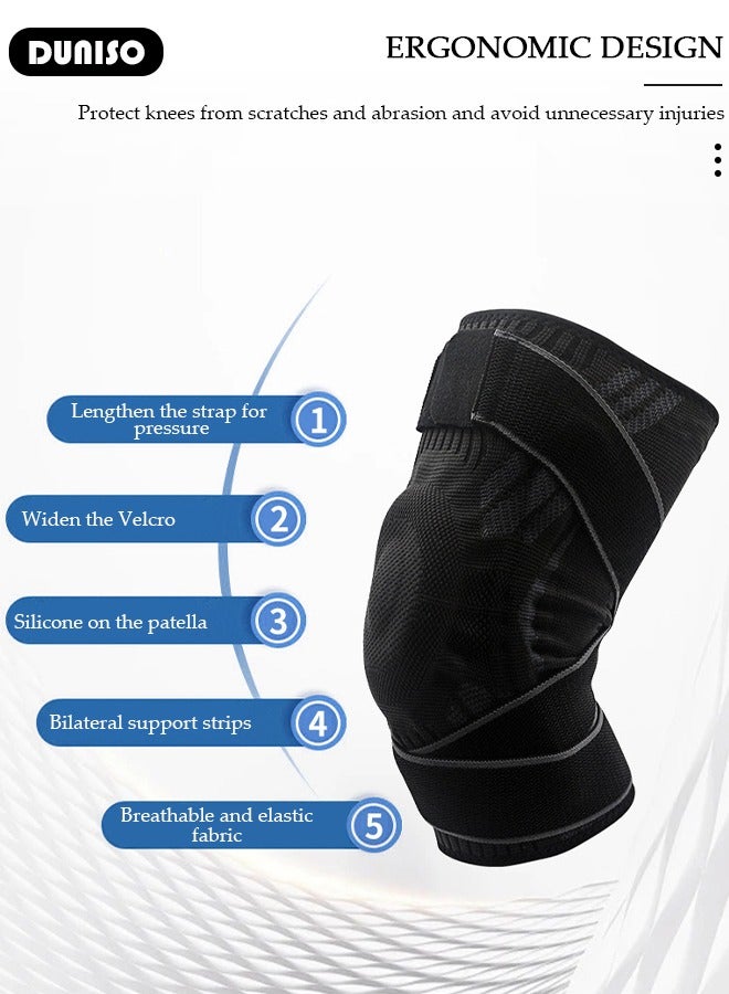 DUNISO Professional Knee Pad Knee Brace with Side Stabilizers and Patella Gel Pads Adjustable Compression Knee Support Braces for Knee Pain Meniscus Tear ACL MCL Arthritis Joint Pain Relief Injury Recovery - Image 4