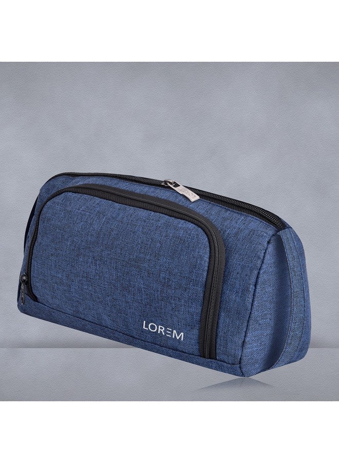 LOREM Blue Large Capacity Luxury Pencil Cases Bag, Large Pencil Pen Pouch with Handle, Portable Makeup Bag with Zipper for Kids for Students, Kids Adults Office OG09 - Image 2