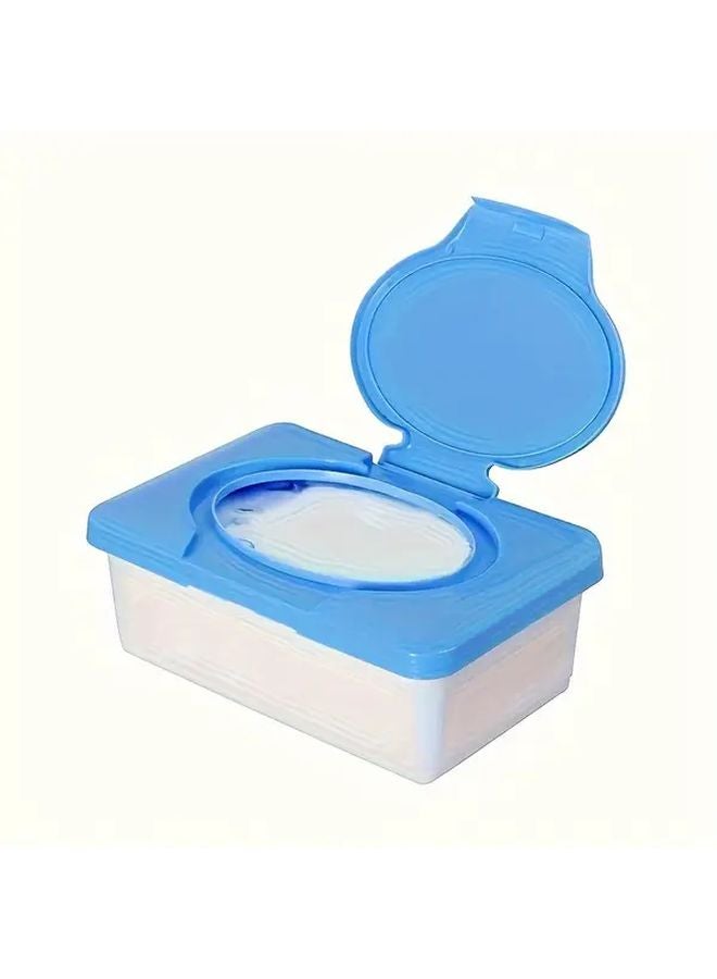 Blue Wet Wipes Dispenser Organizer With Lid Holds 80pcs For Bathroom Living Room - Image 2