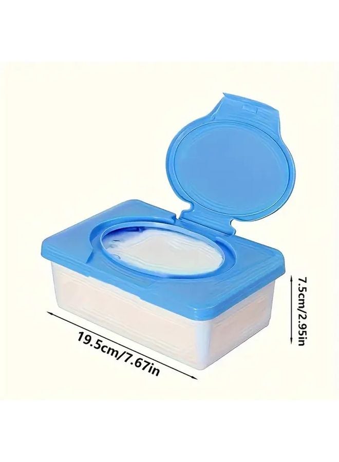 Blue Wet Wipes Dispenser Organizer With Lid Holds 80pcs For Bathroom Living Room - Image 4