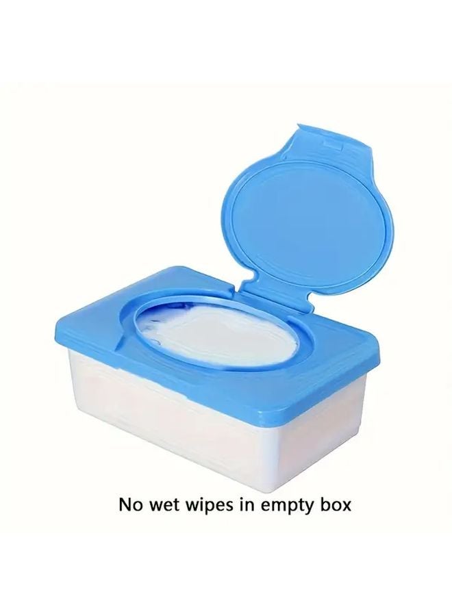 Blue Wet Wipes Dispenser Organizer With Lid Holds 80pcs For Bathroom Living Room - Image 1