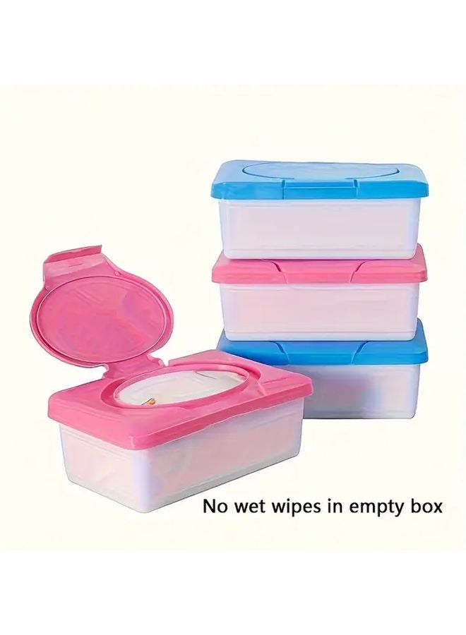 Blue Wet Wipes Dispenser Organizer With Lid Holds 80pcs For Bathroom Living Room - Image 3