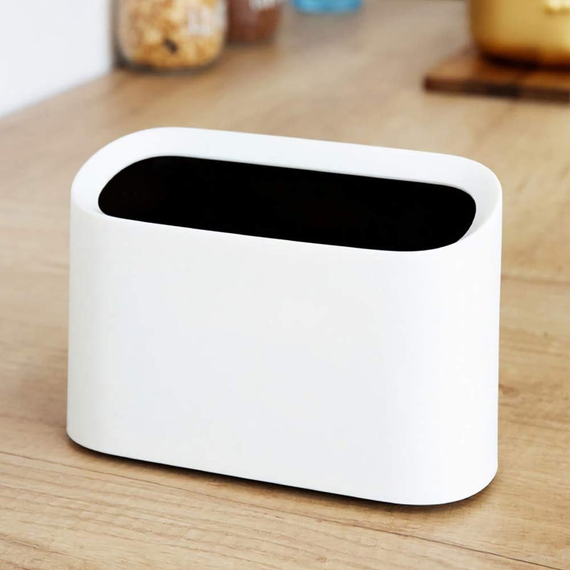 AYADA Tiny, Desk Mini Trash Can, Trash Bin, Waste Basket 1.5 L Desktop, Countertop, Makeup Tabletop Trash Can Little Cute Plastic (White) - Image 1