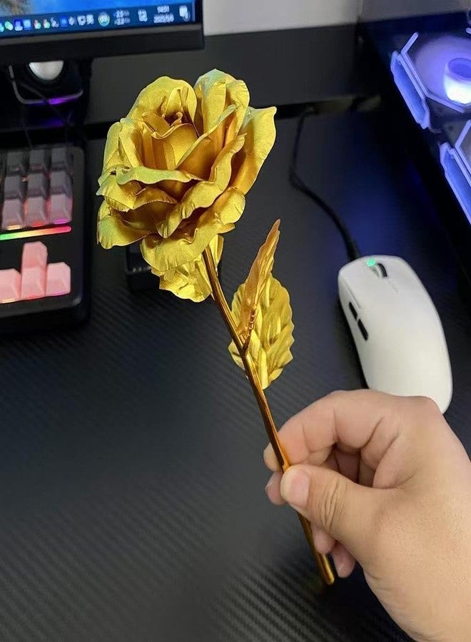 Smowfes Gold Dipped Rose, Eternal Long Stem Golden Rose | Luxurious Romantic Gift for Women, Ideal for Valentine's Day, Anniversaries, Mother's Day, and Birthday Celebrations - Image 4