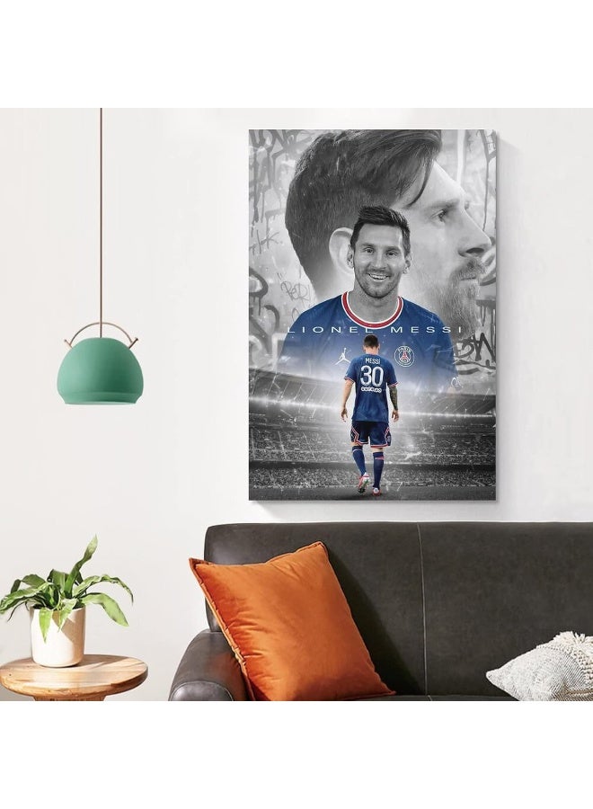 اي ار اس ملصق جداري من قماش الكانفاس من ARS، ملصق ليونيل ميسي، باريس سان جيرمان، فن إبداعي، لوحات زخرفية مطبوعة، فن جداري من قماش الكانفاس، مناسب لغرفة المعيشة، المطاعم، المناظر الطبيعية، غرفة نوم الأولاد، بدون إطار، متوفر بأحجام مختلفة - Image 4