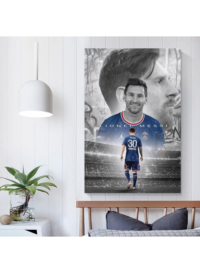 اي ار اس ملصق جداري من قماش الكانفاس من ARS، ملصق ليونيل ميسي، باريس سان جيرمان، فن إبداعي، لوحات زخرفية مطبوعة، فن جداري من قماش الكانفاس، مناسب لغرفة المعيشة، المطاعم، المناظر الطبيعية، غرفة نوم الأولاد، بدون إطار، متوفر بأحجام مختلفة - Image 5