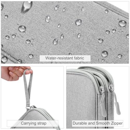 FYY Travel Electronic Cable Organizer Bag, Pouch Electronic Accessories Carry Case Portable Waterproof Double Layers Storage Bag for Cable, Cord, Charger, Phone, Earphone, Medium Size, Grey - Image 4