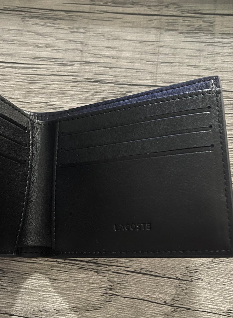 Lacoste Black Leather Striped Bifold Wallet - Image 3