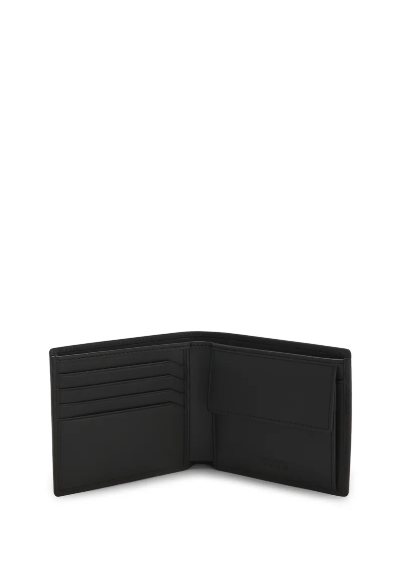 HUGO Black Leather folding wallet with red logo for Men | Best Price UAE