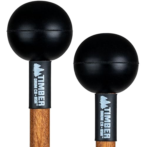 Timber Drum Co. Percussion Mallets — U.S.A. ASSEMBLED — Sticks for Marimba, Steel Tongue Drum, Vibraphone — Soft Rubber, 15.25" - Image 1