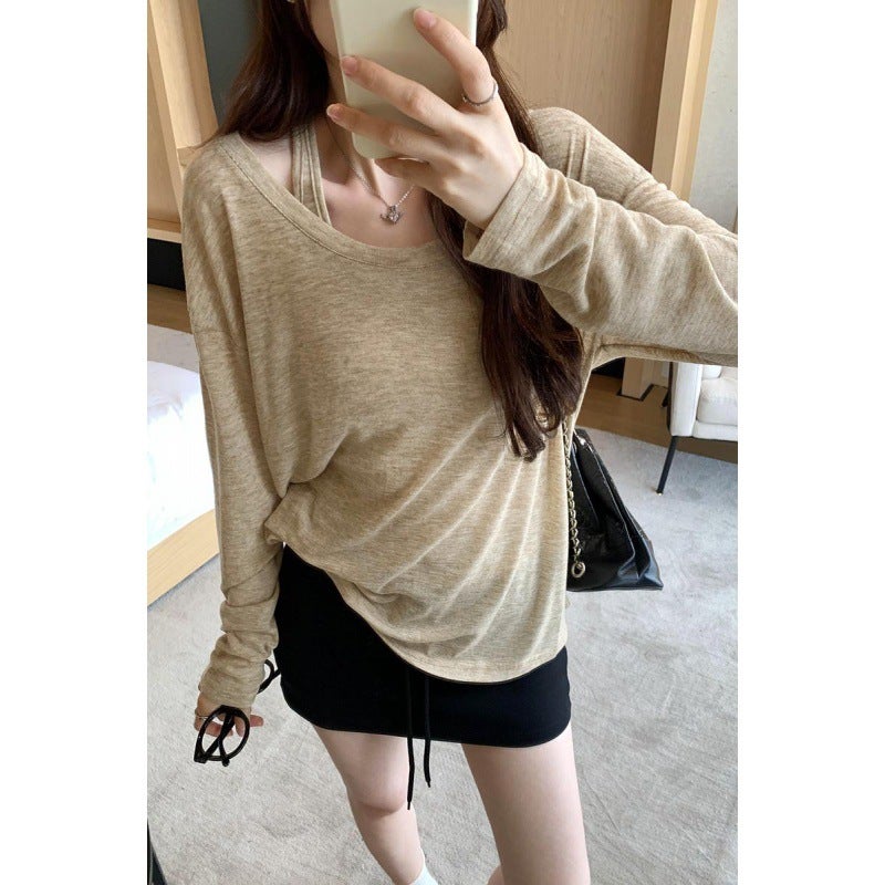 Chic Casual Thin Sleeveless Vest and T-Shirt Set for Spring/Summer white - Image 2