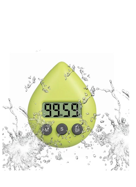 Silent Non-Ticking Battery Operated Shower Timer, Waterproof Digital Timer, Small Size Cute Timer with Suction Cup, Small Size and Good Performance, Strong Magnet on the Back (Light Green)