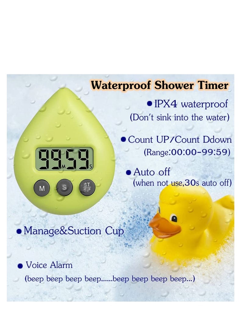 SYOSI - Silent Non-Ticking Battery Operated Shower Timer, Waterproof Digital Timer, Small Size Cute Timer with Suction Cup, Small Size and Good Performance, Strong Magnet on the Back (Light Green) - Image 1