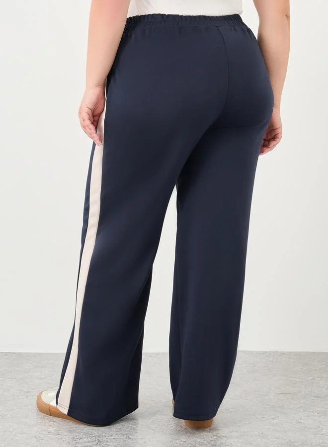 Styli Styli Plus Scuba Joggers with Contrast Side Seam Panel