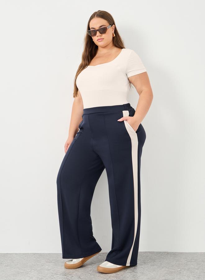 Styli Plus Scuba Joggers with Contrast Side Seam Panel - Image 1