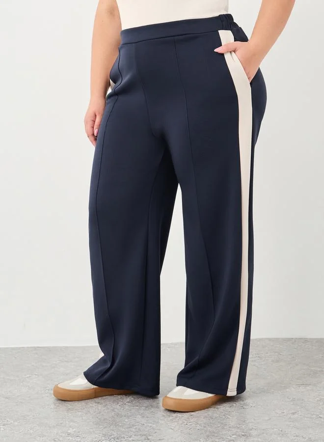 ستايلي Styli Plus Scuba Joggers with Contrast Side Seam Panel