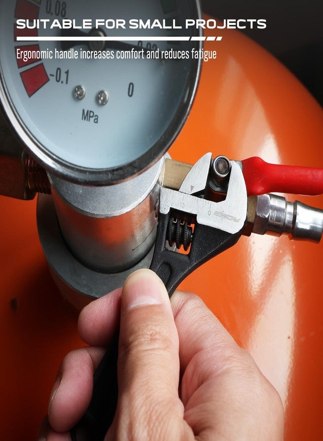 SEDY 4-Inch Mini Adjustable Wrench, Small Precision Wide Jaw Spanner with Inch/Metric Scale, Compact Cr-V Steel Black Oxide Tool for Automotive, Household and DIY Repairs - Image 4