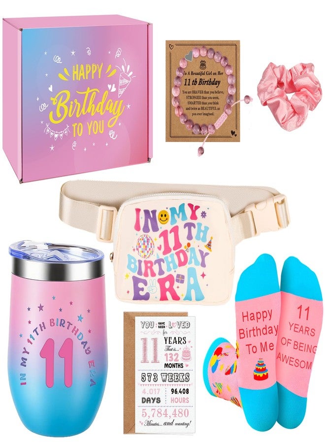 Giftota 11 Year Old Girl Birthday Gifts, Gifts for 11 Year Old Girl 11th Birthday Gift for Girls, Tween Gift Set with Tumbler, Bracelet, Socks, Scrunchie, Fanny Pack for Daughter, Sister, Niece, Preteen - Image 1
