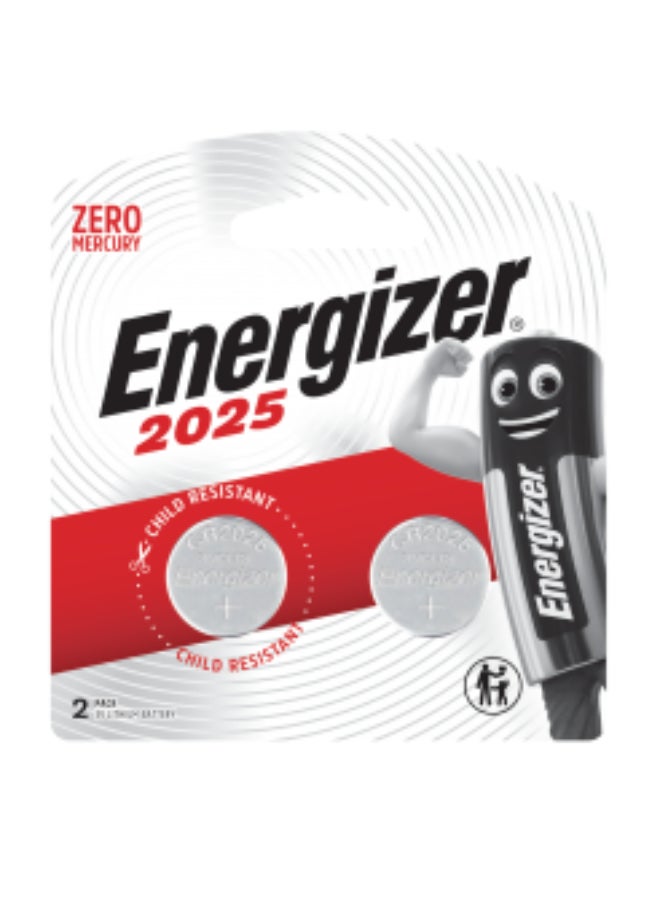 إنرجايزر Energizer 2025 Lithium Coin batteries Pack of 2 Silver فضي - Image 1