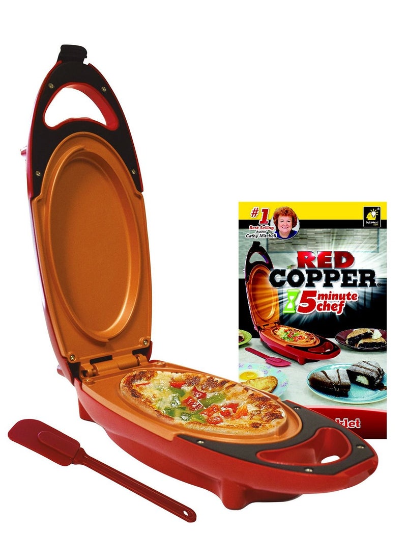Red Copper 5 Minute Chef Double Sided Copper Infused Grill Pan with Non Stick Anti Scratch Surface for Making Delicious Omelet - Image 1