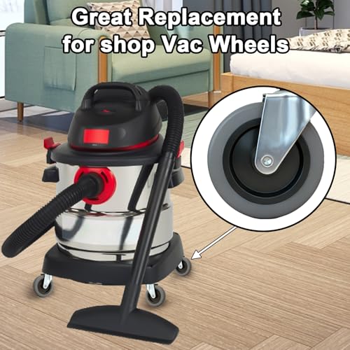 AAGUT 4 Inches Stem Caster Wheels,7/16-Inch Stem Diameter Swivel Rubber Casters,Heavy Duty TPR Replacement Wheels for Rubbermaid Mop Bucket Utility Cart Shop Vac Weber Grills - 4 Pack - Image 5