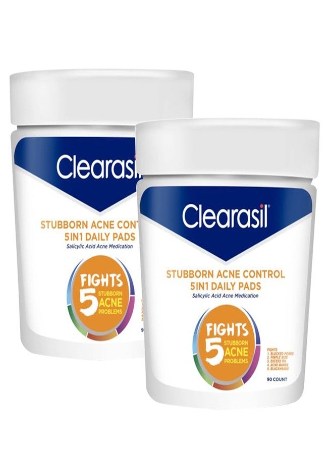 كليراسيل فوط تنظيف الوجه Clearasil Ultra 5 في 1 لعلاج حب الشباب، 90 فوطة (عبوة من قطعتين) - Image 1