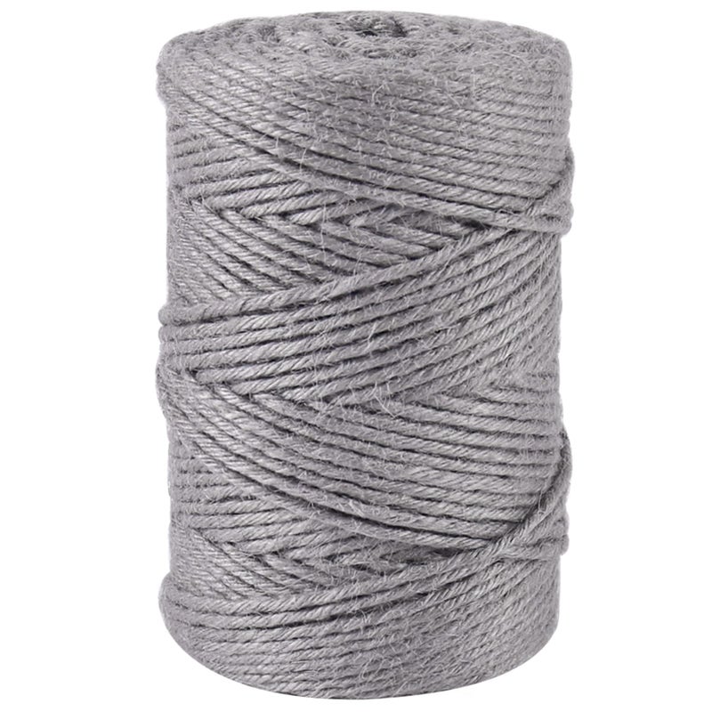 Vivifying 3mm Gray Twine 328 Feet Strong Jute Rope for Garden Wrapping Crafts Bundling and Decoration