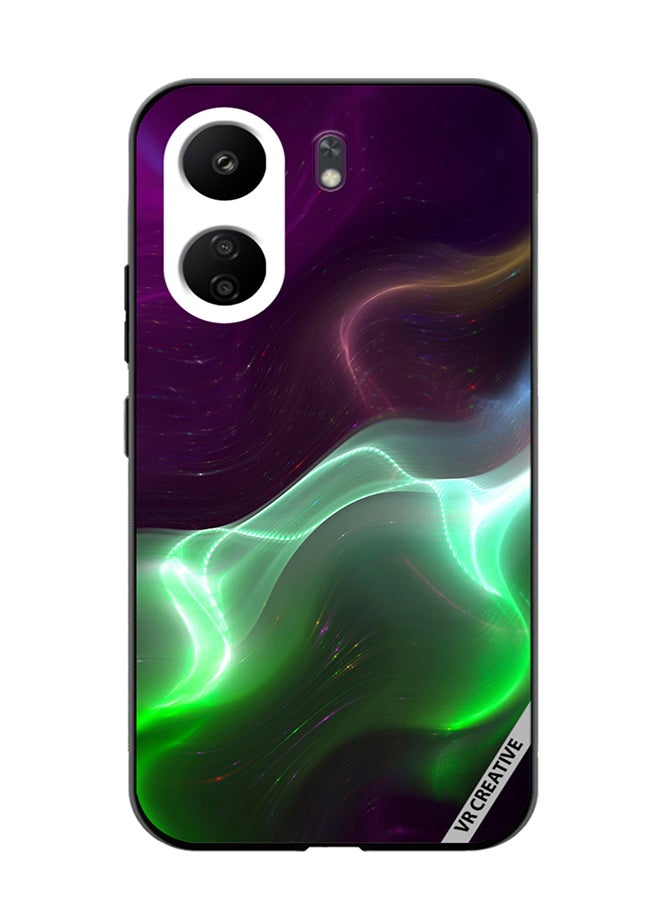 VR CREATIVE Protective Case Cover For Xiaomi Redmi 13C Abstract Wavy Neon Design Multicolour - Image 1