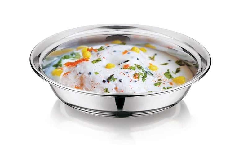 Dynore Stainless Steel 6 Pcs Multiutility Serving Plate for Mendu Vada/Dahi Vada/Daal vada/Halwa Plate - Image 4