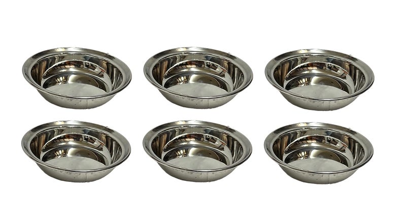 Dynore Stainless Steel 6 Pcs Multiutility Serving Plate for Mendu Vada/Dahi Vada/Daal vada/Halwa Plate - Image 5