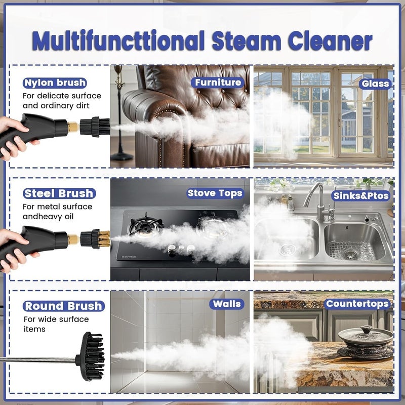 Ankila Handheld High-Portable Car Steamer For Auto Detailing,Steam Cleaner For Home,Temperature Pressurized Steam Cleaner,Steam Cleaning Machine For Furniture,Kitchen,Grout,Floor,Tile (White) - Image 5