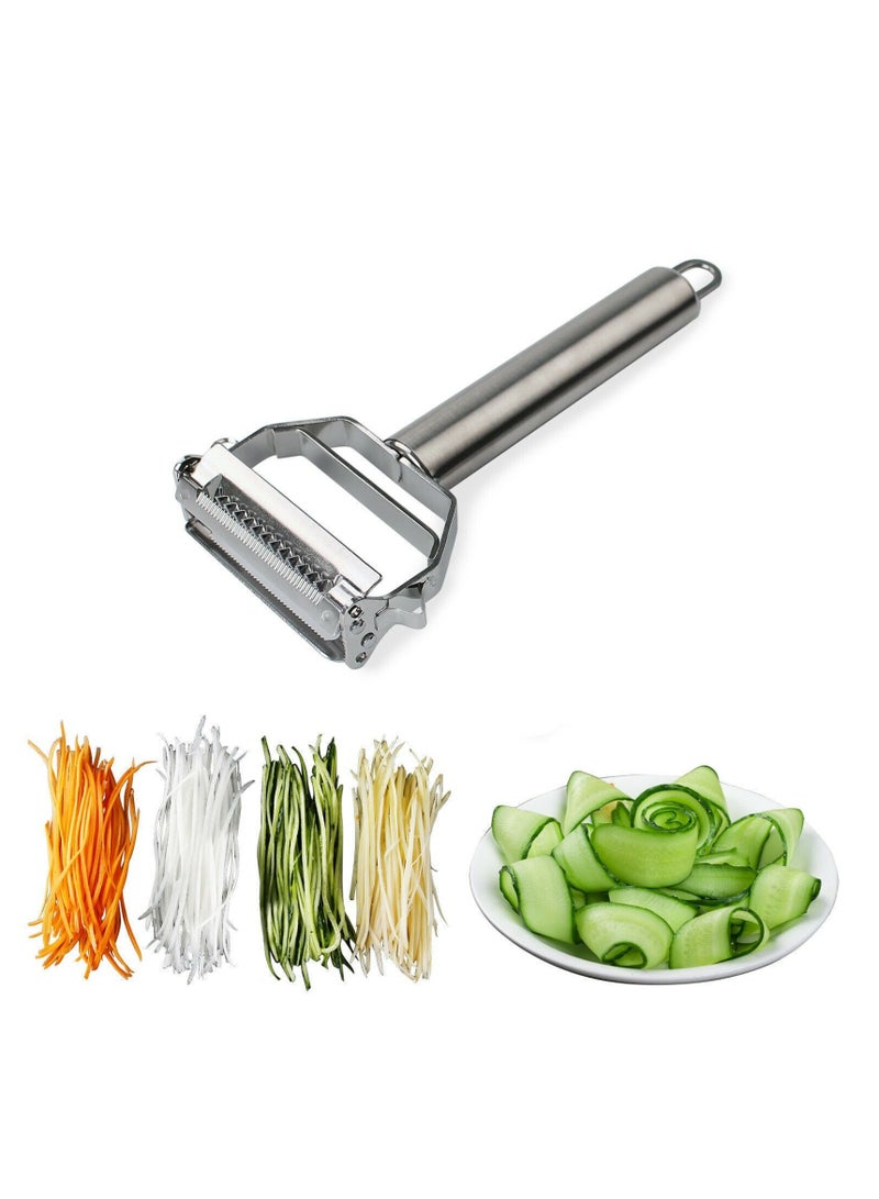 NOVOLAN Stainless Steel Peeler Features 2-In-1 Double-Head Planer Vegetable Grater Fruit Planer Peeling Knife Peeling Knife Melon Planer Multi-Functional Peeler, Double-Sided Blades Easy to Use - Image 1