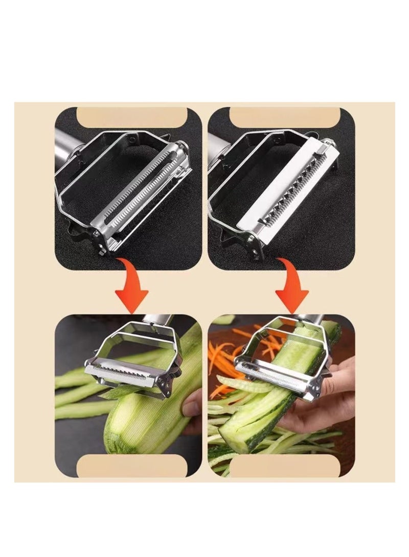 NOVOLAN Stainless Steel Peeler Features 2-In-1 Double-Head Planer Vegetable Grater Fruit Planer Peeling Knife Peeling Knife Melon Planer Multi-Functional Peeler, Double-Sided Blades Easy to Use - Image 4