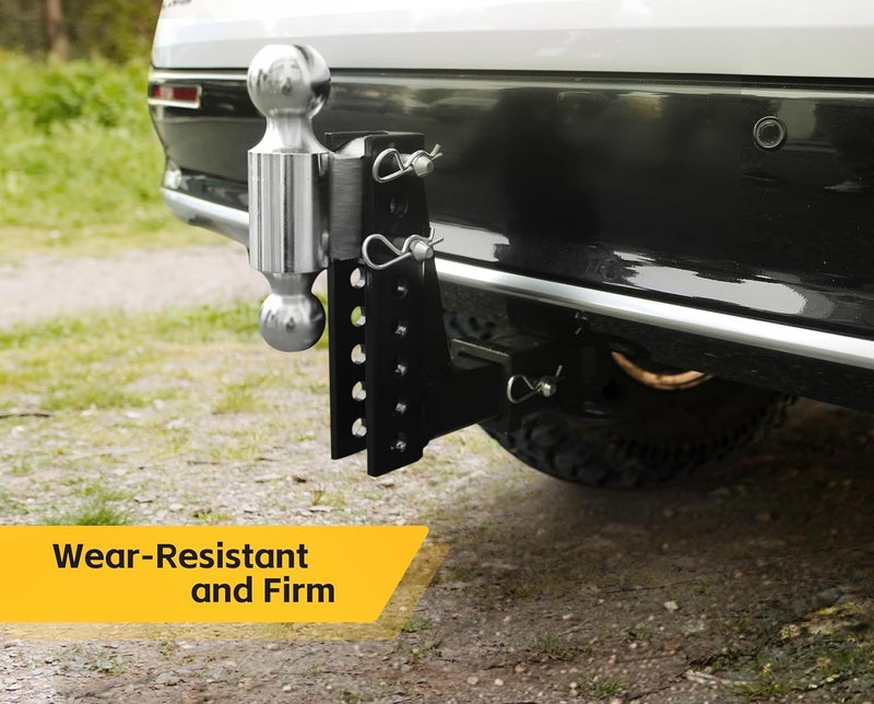 MaxxHaul 50963 Adjustable Dual Ball Mount Fits 2 Inch Receiver 6 inch Drop 7.5" Rise with 2 inch and 2-5/16" Hitch Balls - Image 2