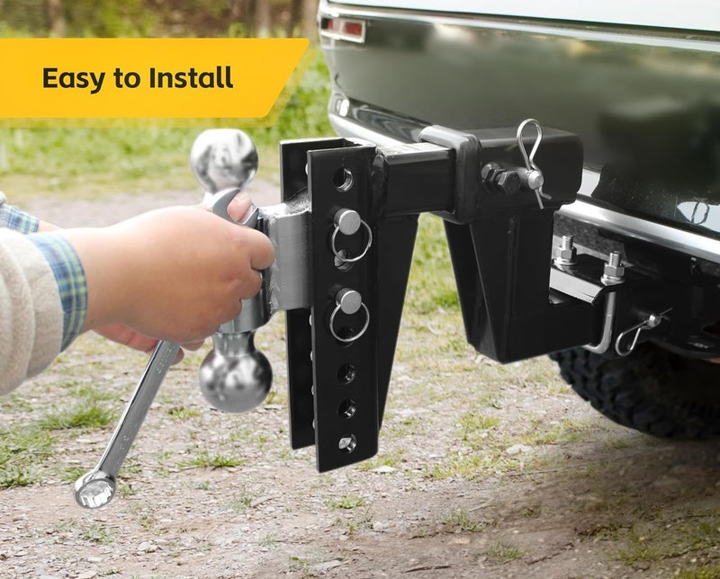 MaxxHaul 50963 Adjustable Dual Ball Mount Fits 2 Inch Receiver 6 inch Drop 7.5" Rise with 2 inch and 2-5/16" Hitch Balls - Image 3