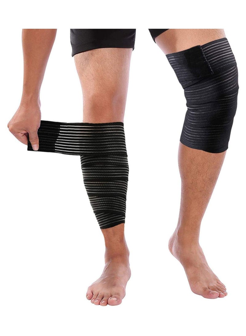 1 Pair Compression Elasticity Knee Bandage Wrap Weightlifting Squat Fitness Strap Patella Leg Thigh Calf Shin Support Brace Protector GYM Basketball Sport Tape Band -Arthritis Tendonitis Pain-relief - Image 1