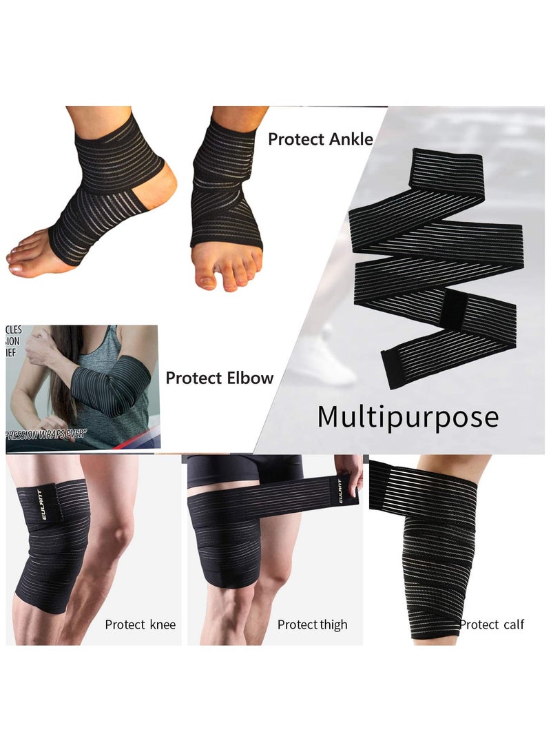 1 Pair Compression Elasticity Knee Bandage Wrap Weightlifting Squat Fitness Strap Patella Leg Thigh Calf Shin Support Brace Protector GYM Basketball Sport Tape Band -Arthritis Tendonitis Pain-relief - Image 5