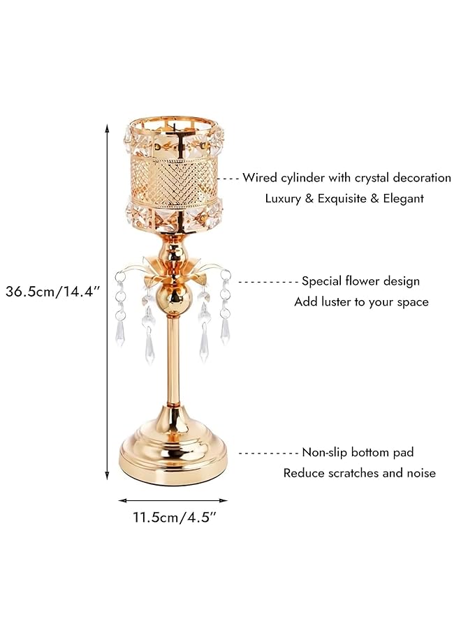 إيروريكس حامل شموع عتيق بقاعدة من الكريستال الذهبي، حامل شموع للمنزل، ديكور طاولة حفلات الزفاف والتدفئة المنزلية - Image 2